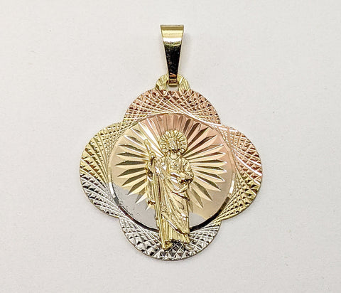 Plated Tri-Color Saint Jude Thaddaeus Pendant