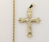 Plated Tri-Color Cross 3mm Rope/Braided Chain Necklace