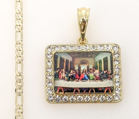 Plated The Last Supper 3mm Figaro Chain Necklace