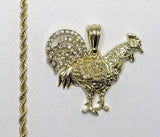 Plated Rooster 3mm Rope/Braided Chain Necklace