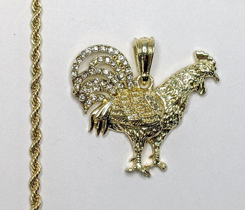 Plated Rooster 3mm Rope/Braided Chain Necklace