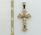 Plated Cross 4mm Figaro Chain Necklace