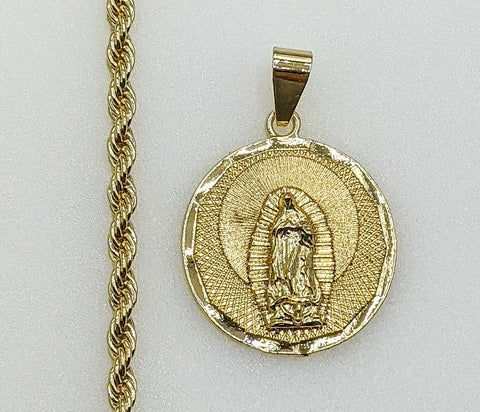 Plated Virgin Mary 4mm Rope/Braided Chain Necklace