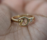 Plated Adjustable Initial Letter "D" Ring