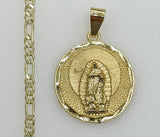 Plated Virgin Mary 3mm Figaro Chain Necklace