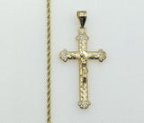 Plated Cross 2mm Rope/Braided Chain Necklace