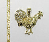 Plated Rooster 4mm 14K Diamond Figaro Chain Necklace