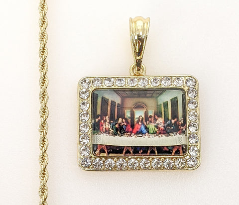 Plated The Last Supper 2mm Rope/Braided Chain Necklace