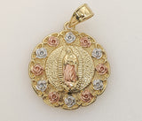 Plated Tri-Color Virgin Mary Pendant