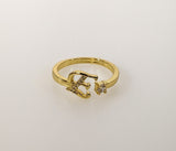 Plated Adjustable Initial Letter "E" Ring