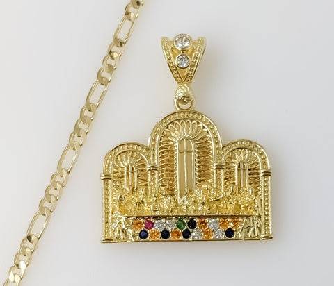 Plated The Last Supper 3mm Figaro Chain Necklace