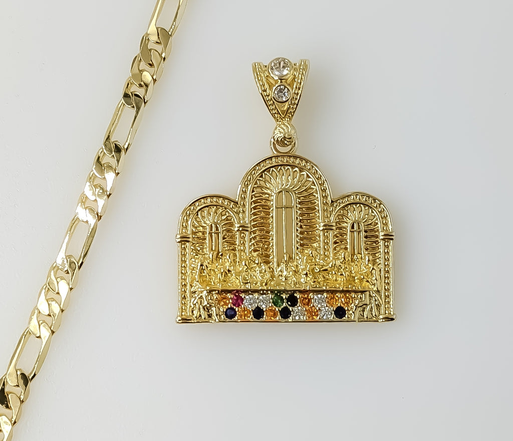 Plated The Last Supper 5mm Figaro Chain Necklace
