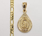 Plated Virgin Mary 5mm Figaro Chain Necklace