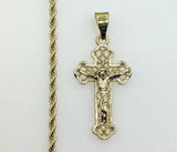 Plated Cross 3mm Rope/Braided Chain Necklace