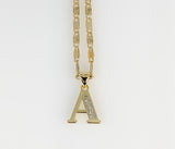 Plated Dainty Letter "A" 2mm Star Solid Chain Necklace