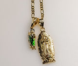 Virgin Mary Saint Jude Double Pendants Charms 3mm Figaro Plated Necklace