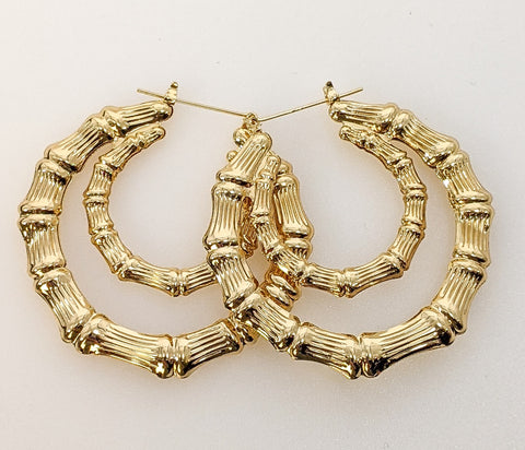 Plated 40mm Bamboo Style Hoop Earring