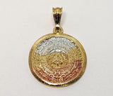 Plated Tri-Color Aztec Calendar Pendant