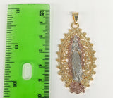 Plated Tri-Gold Virgin Mary 2mm Star Solid Chain Necklace