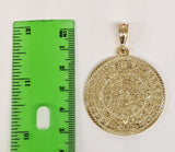 Plated Aztec Mayan Calendar 5mm Figaro Chain Necklace