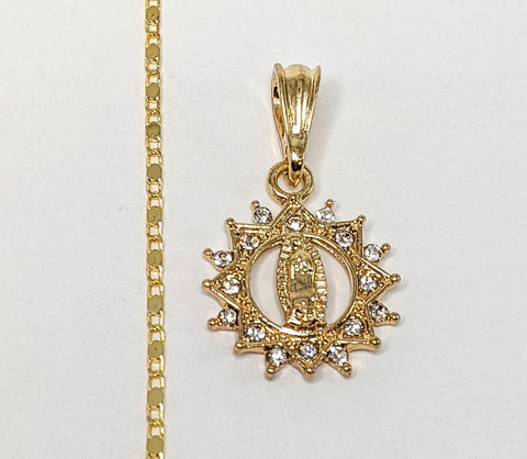 Plated Virgin Mary Pendant Chain Necklace