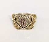Plated Tri-Gold Virgin Mary Heart Ring