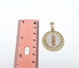 Plated Tri-Color Virgin Mary 5mm Figaro Chain Necklace