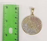 Plated Tri-Color Aztec Calendar 4mm Figaro Chain Necklace