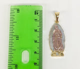 Plated Tri-Gold Virgin Mary and Cross 3mm 20" Figaro Chain Necklace*