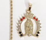 Plated Virgin Mary Pendant and Rope/Braided Chain Set*