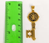 Stainless Steel Gold Saint Benedict Key Pendant