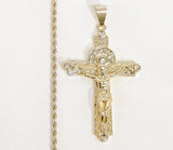 Plated Cross 2mm Rope/Braided Chain Necklace