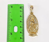 Plated Virgin Mary 4mm Figaro Chain Necklace