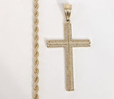 Plated Cross 4mm Rope/Braided Chain Necklace