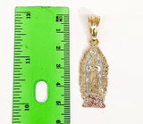 Plated Tri-Color Virgin Mary 4mm Figaro Mariner Chain Necklace