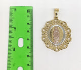 Plated Tri-Gold Virgin Mary 5mm Figaro Chain Necklace