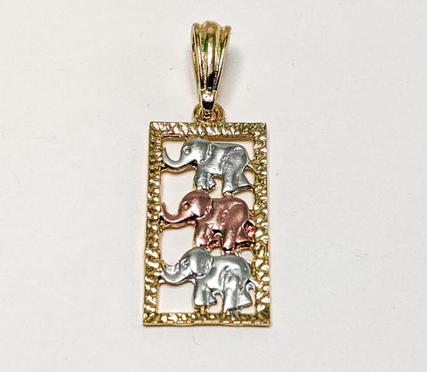 Plated Tri-Gold Elephant Pendant