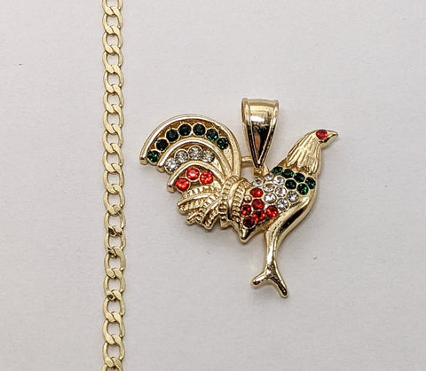 Plated Rooster 3mm Cuban Chain Necklace