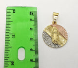 Plated Tri-Color Virgin Mary 3mm Figaro Chain Necklace