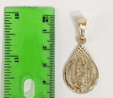 Plated Virgin Mary 4mm 14K Diamond Figaro Chain Necklace