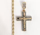 Plated Cross Pendant and Rope/Braided Chain Set