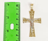 Plated Tri-Gold Cross 4mm Figaro Chain Necklace