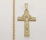 Plated Cross 3mm Rope/Braided Chain Necklace