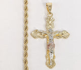 Plated Cross 4mm Chain and Saint Jude 2mm Chain Necklaces