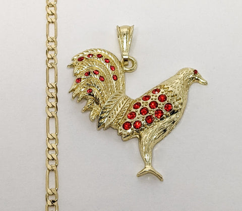 Plated Rooster Figaro 4mm Chain Necklace