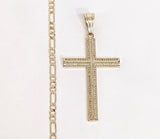 Plated Cross 4mm Figaro Chain Necklace