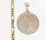 Plated Tri-Color Aztec Calendar 5mm Figaro Chain Necklace