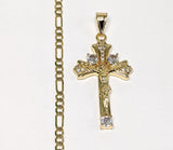 Plated Cross 4mm Figaro Chain Necklace