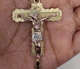 Plated Tri-Gold Cross Crucifix LARGE Pendant