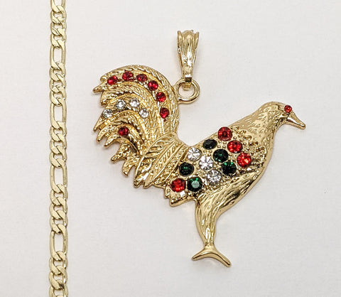 Plated Rooster Figaro 3mm Chain Necklace